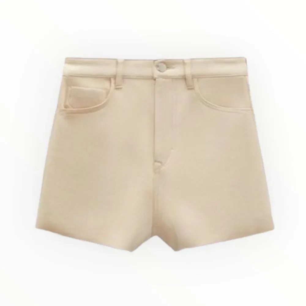 ZARA Ecru Faux Suede High Waist Shorts NWT Size 6 / 28 - Picture 2 of 8